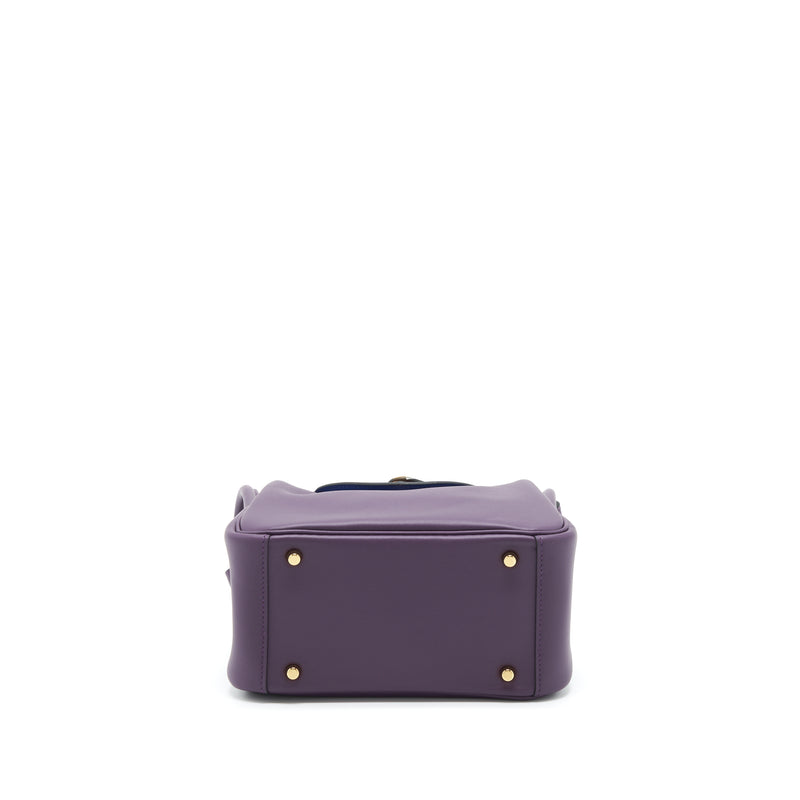 Hermes Rare Mini Lindy In Cassis And Royal Bleu, With Gold