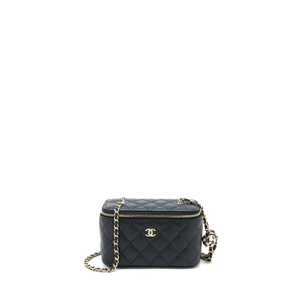 Chanel 23C Pearl Crush Long Vanity Lambskin Black LGHW (Microchip)