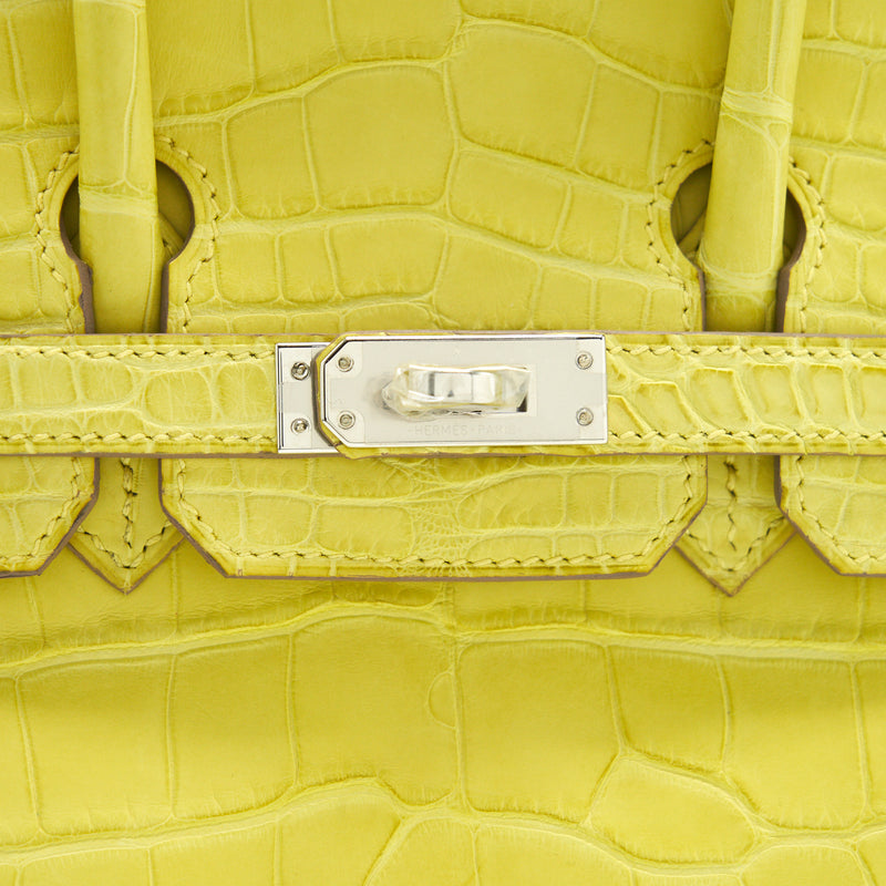 Hermes Birkin 25 Alligator Lime SHW stamp D