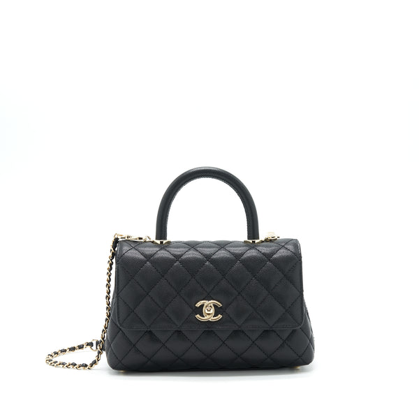 Chanel Small Coco Handle Caviar Black LGHW (Microchip)