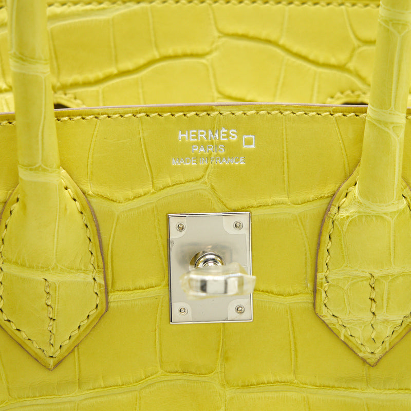 Hermes Birkin 25 Alligator Lime SHW stamp D