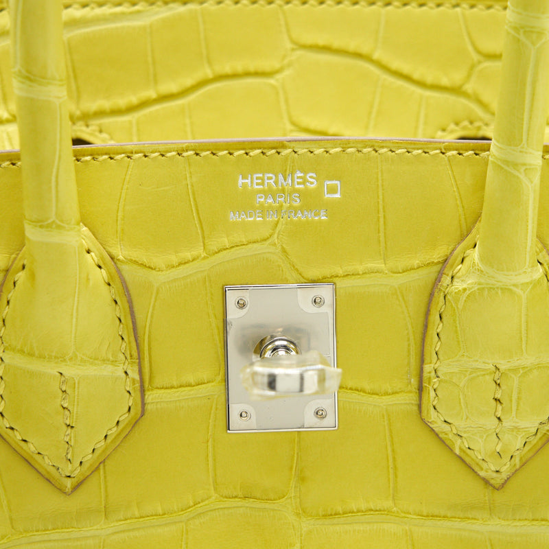 Hermes Birkin 25 Alligator Lime SHW Stamp D