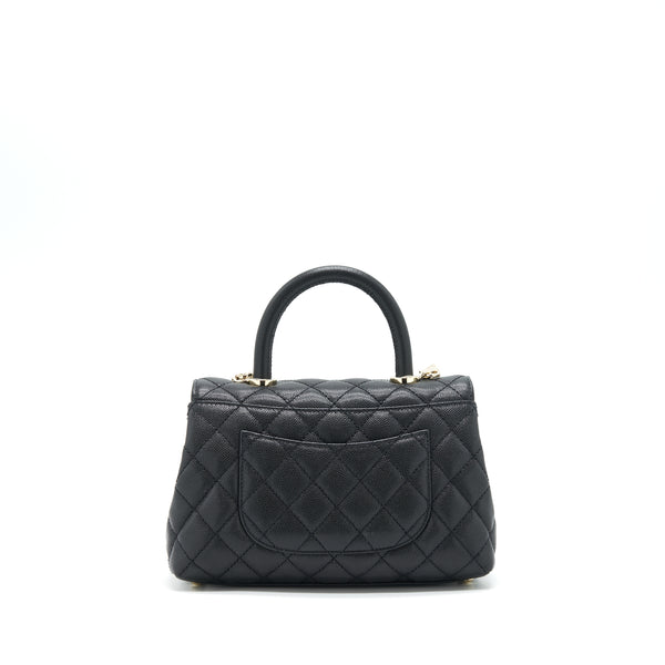 Chanel Small Coco Handle Caviar Black LGHW (Microchip)