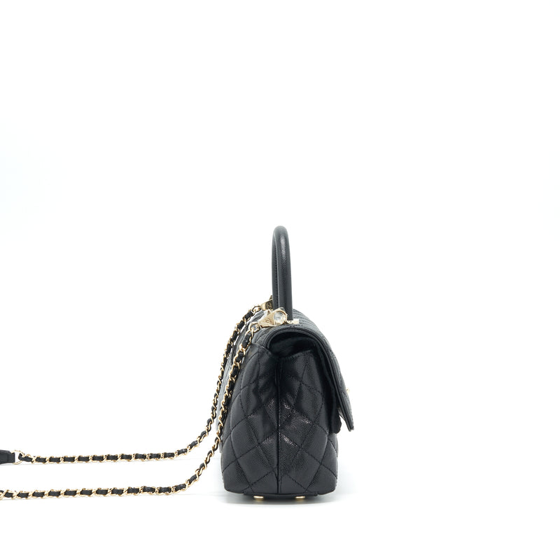Chanel Small Coco Handle Caviar Black LGHW (Microchip)