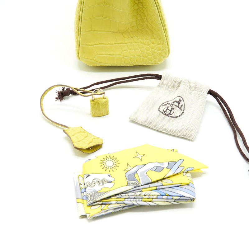 Hermes Birkin 25 Alligator Lime SHW stamp D