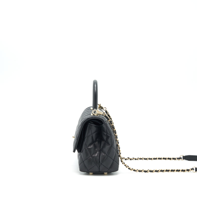 Chanel Small Coco Handle Caviar Black LGHW (Microchip)