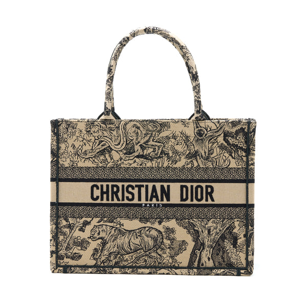 Dior Medium Dior Book Tote Toile De Joey Embroidery Beige