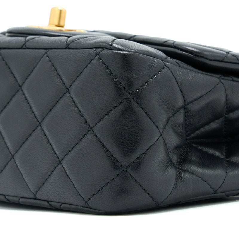 Chanel Pearl Crush Mini Square Lambskin Black Brushed GHW (Microchip)