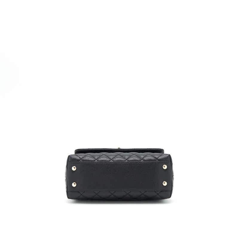 Chanel Small Coco Handle Caviar Black LGHW (Microchip)