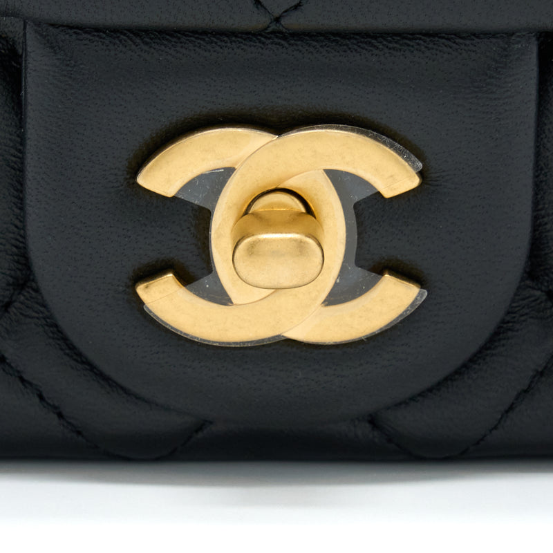 Chanel Pearl Crush Mini Square Lambskin Black Brushed GHW (Microchip)