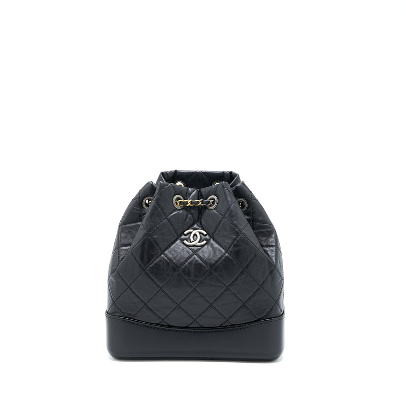 Chanel Small Gabrielle Backpack Aged Calfskin Black Multicolour Hardwa
