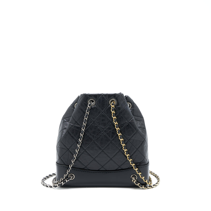 Chanel Black Aged Quilted Leather Small Gabrielle Backpack Chanel