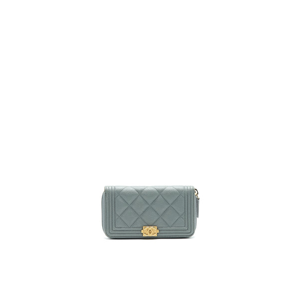 Chanel Caviar small Zip Wallet Grey GHW