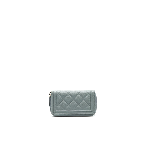 Chanel Caviar small Zip Wallet Grey GHW