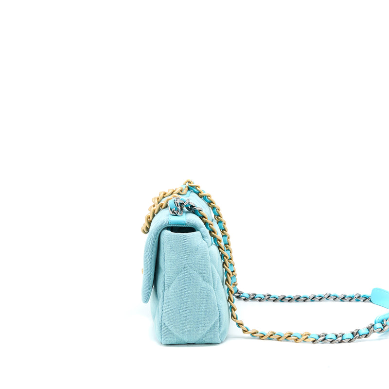 Chanel Small 19 Bag Denim Light Blue Multicolour Hardware