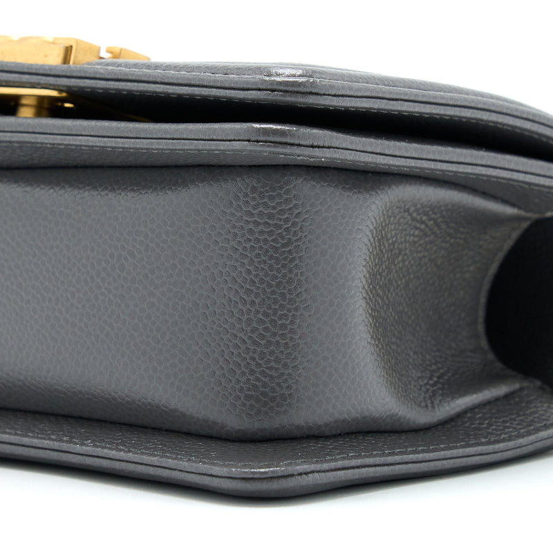 Chanel Mini Boy Bag Caviar Grey Brushed GHW (Microchip)