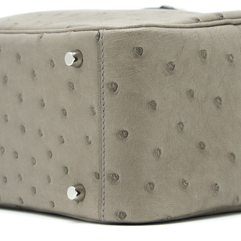 Hermes Mini Lindy Ostrich 81 Gris Tourterelle SHW Stamp U