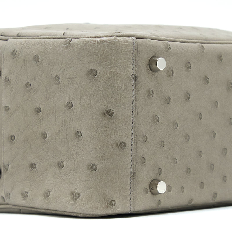 Hermes Mini Lindy Ostrich 81 Gris Tourterelle SHW Stamp U