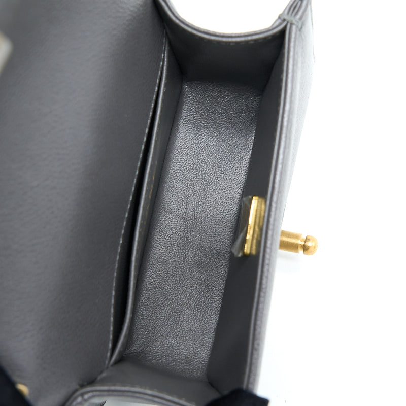 Chanel Mini Boy Bag Caviar Grey Brushed GHW (Microchip)