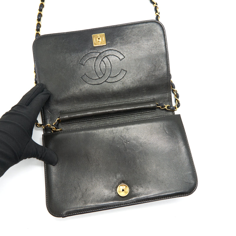 CHANEL Vintage Black Tall Medium Classic Double Flap Bag 24k GHW