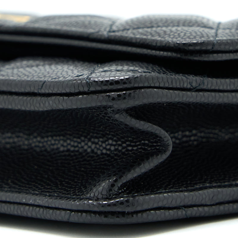 Chanel 22A Twist your button Wallet On Chain Caviar Black GHW (Microchip)