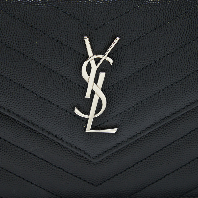 Saint Laurent/YSL Cassandra Matelasse Envelope Chain Wallet Grained Calfskin Black SHW