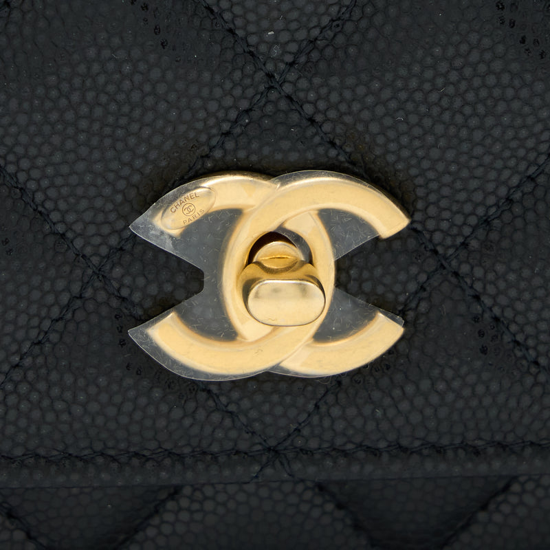 Chanel 22A Twist your button Wallet On Chain Caviar Black GHW (Microchip)