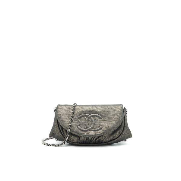 CHANEL HALF MOON WALLET ON CHAIN IN GREY