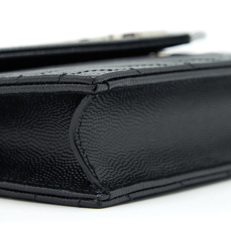 Saint Laurent/YSL Cassandra Matelasse Envelope Chain Wallet Grained Calfskin Black SHW