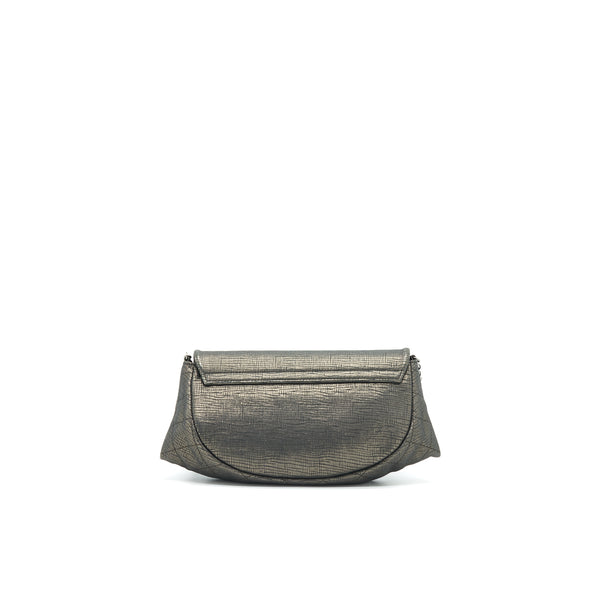 CHANEL HALF MOON WALLET ON CHAIN IN GREY