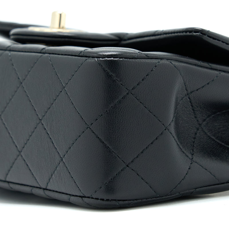 Chanel 22A Top Handle Mini Rectangular Flap Bag Lambskin Black GHW (Microchip)