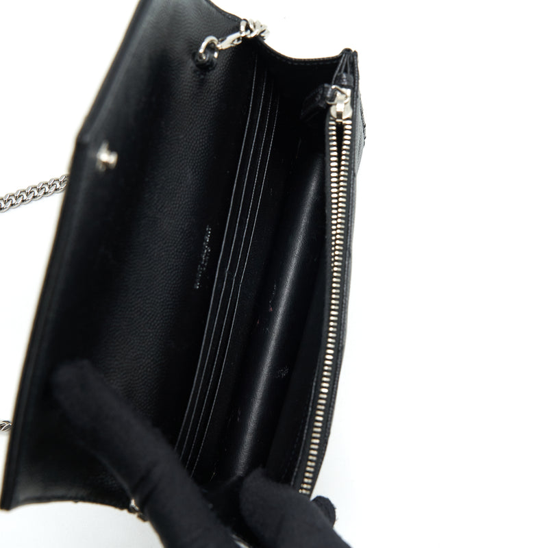 Saint Laurent/YSL Cassandra Matelasse Envelope Chain Wallet Grained Calfskin Black SHW
