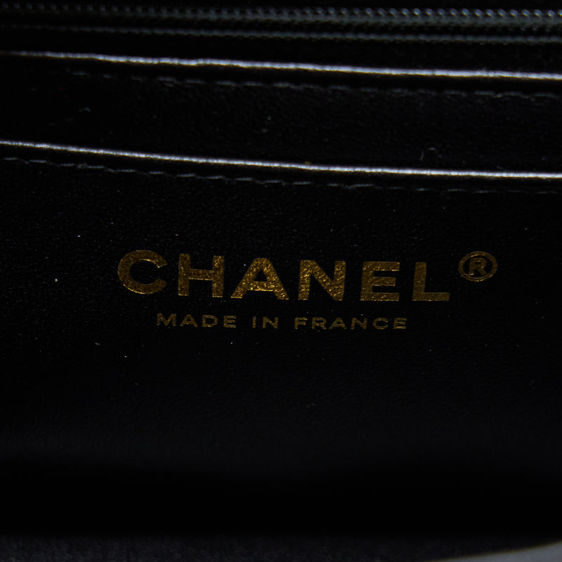 Chanel 22A Top Handle Mini Rectangular Flap Bag Lambskin Black GHW (Microchip)