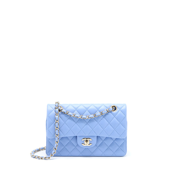 Chanel Small Classic Double Flap Bag Lambskin Blue LGHW