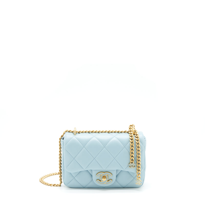 Chanel Blue Quilted Lambskin Leather Front Pocket CC Waist Bag