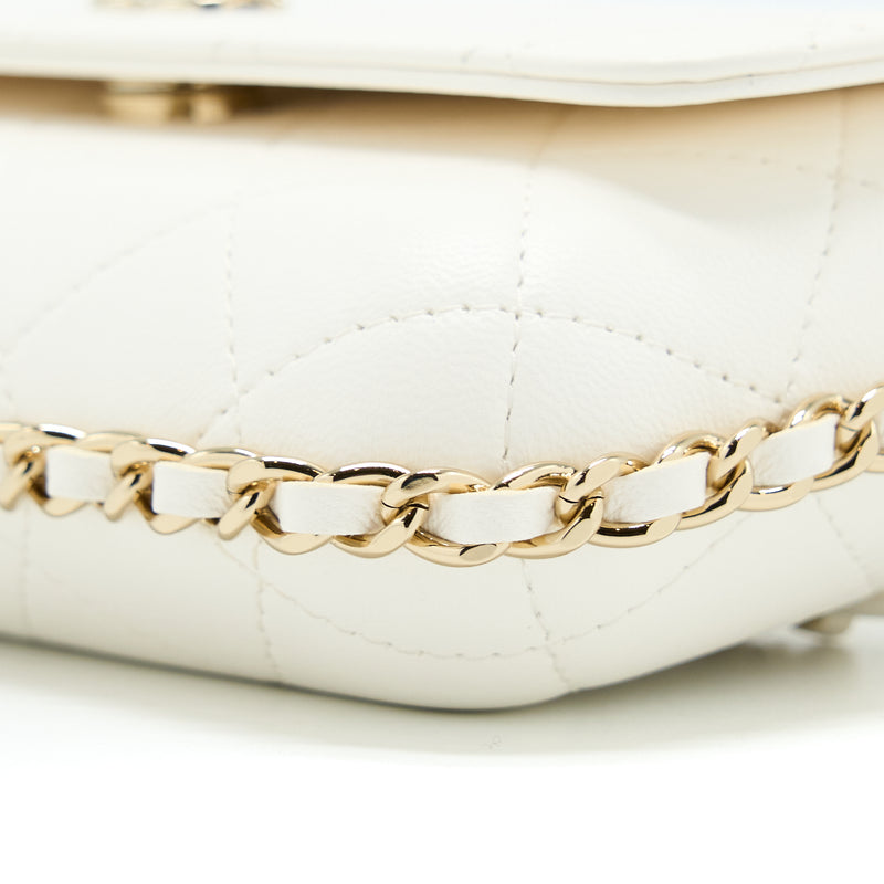 Chanel Rectangular Mini Flap Phone Case Bag Quilted Lambskin White LGHW (Microchip)