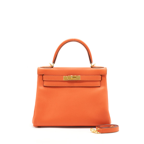 Hermes Kelly 28 Togo 9J feu GHW Stamp T With An Extra Twilly