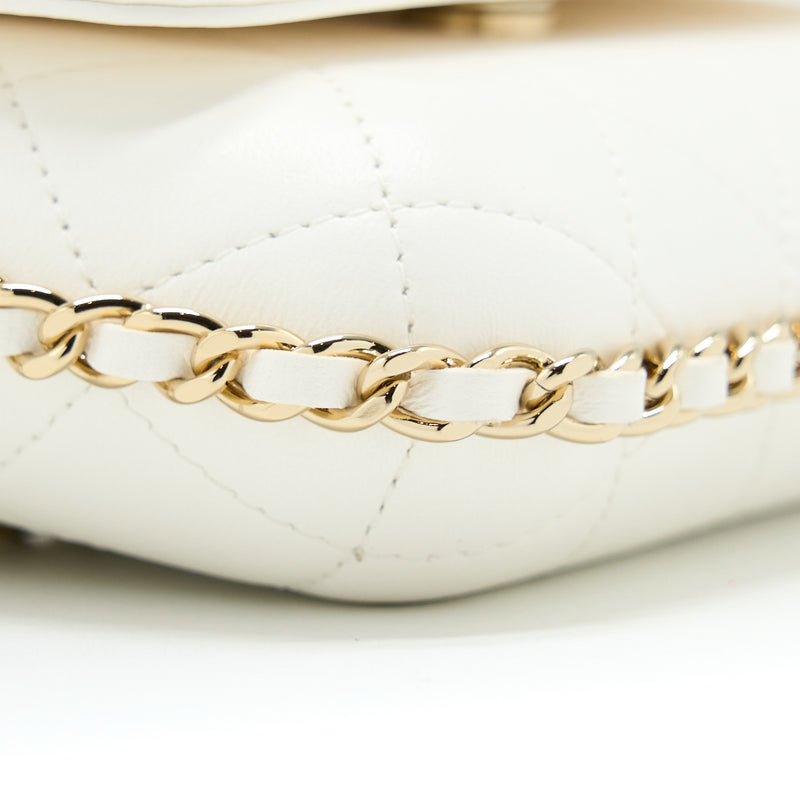 Chanel Rectangular Mini Flap Phone Case Bag Quilted Lambskin White LGHW (Microchip)