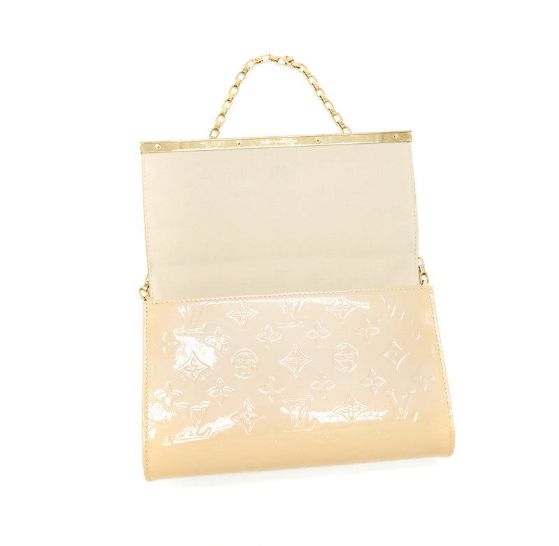 Louis Vuitton Vernis Ana Clutch Patent Leather Beige GHW