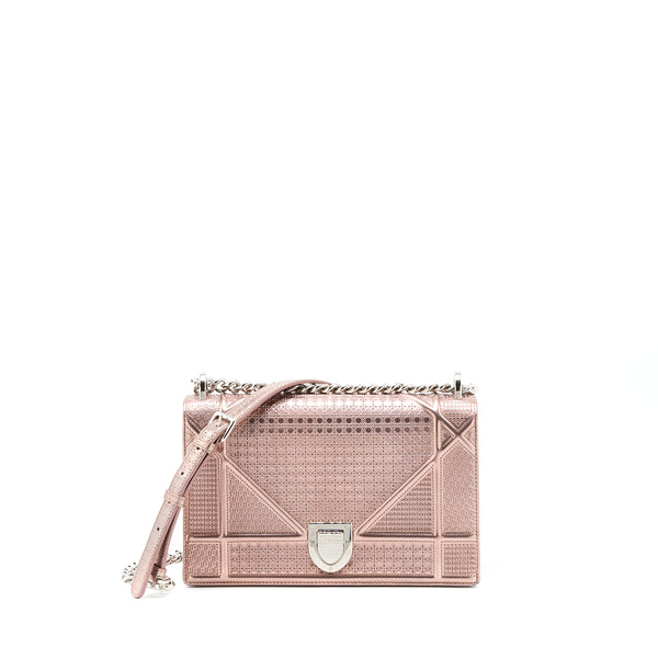 Dior Medium Diorama Cannage Calfskin Metallic Pink SHW