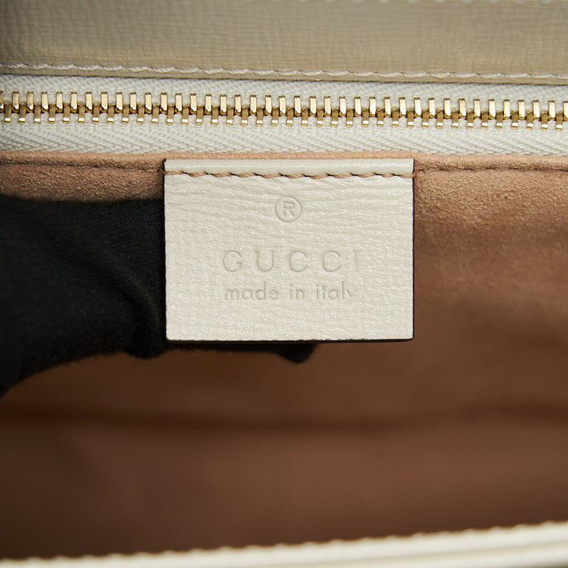 GUCCI 1955 HORSEBIT LEATHER SHOULDER BAG WHITE