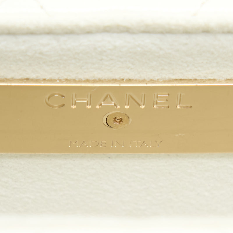 Chanel Rectangular Mini Flap Phone Case Bag Quilted Lambskin White LGHW (Microchip)