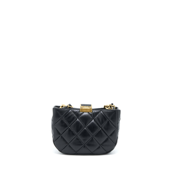 Chanel Quilted Hobo Crossbody Bag Lambskin Black Brushed GHW (Microchip)