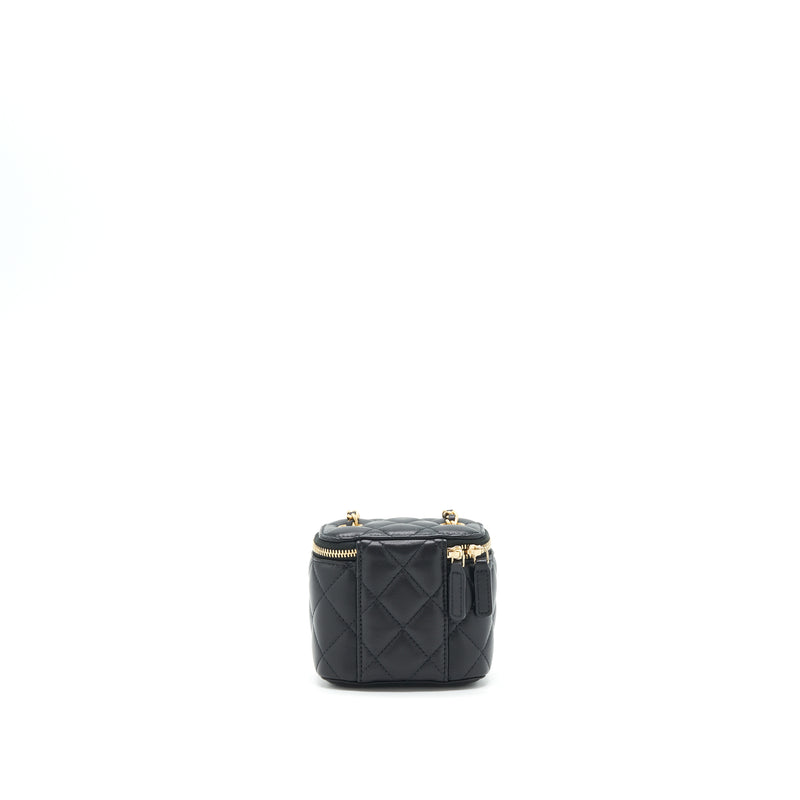 Chanel Pearl Crush Mini Vanity With Chain Lambskin Black GHW