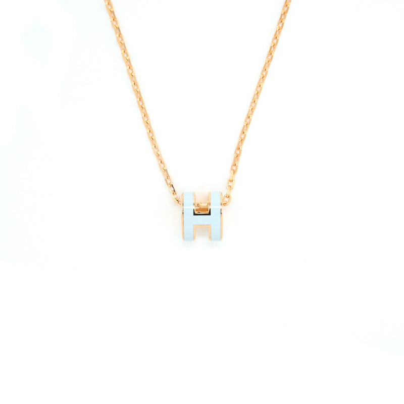 Hermes Mini Pop H Pendant Blue Zephyr RGHW