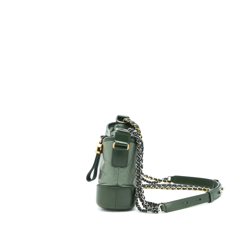 Chanel Small Gabrielle Hobo Bag Aged Calfskin Multicolour Green Multicolour Hardware