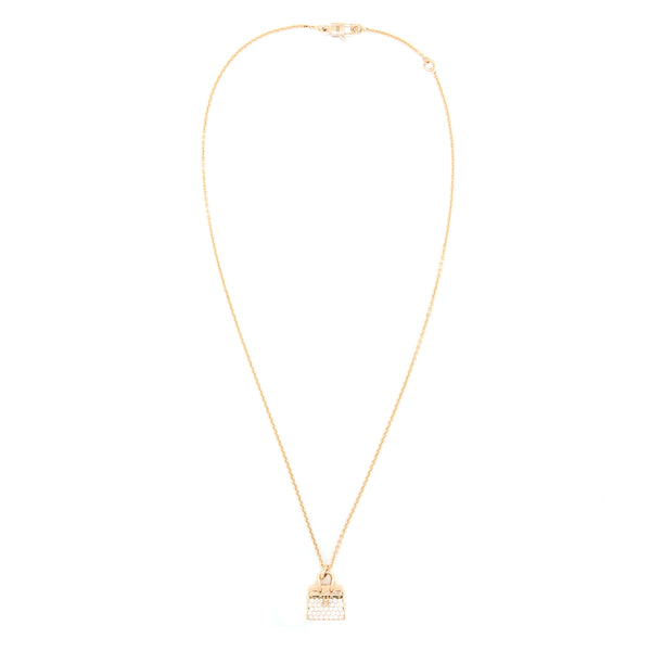 Hermes Amulettes Birkin Pendant Rose Gold Diamonds
