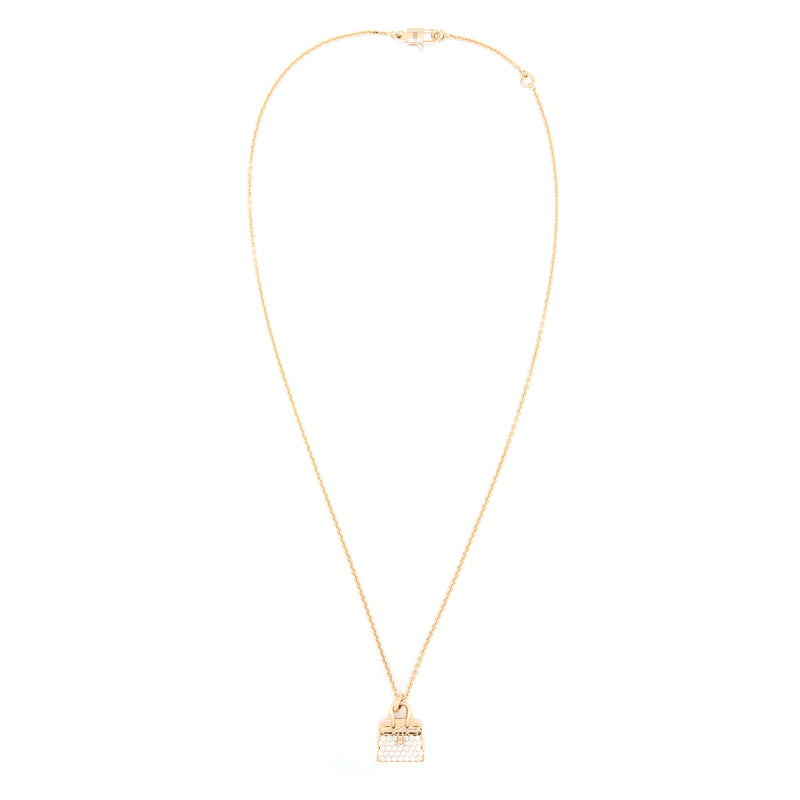 Hermes Amulettes Birkin Pendant Rose Gold Diamonds