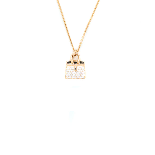 Hermes Amulettes Birkin Pendant Rose Gold Diamonds