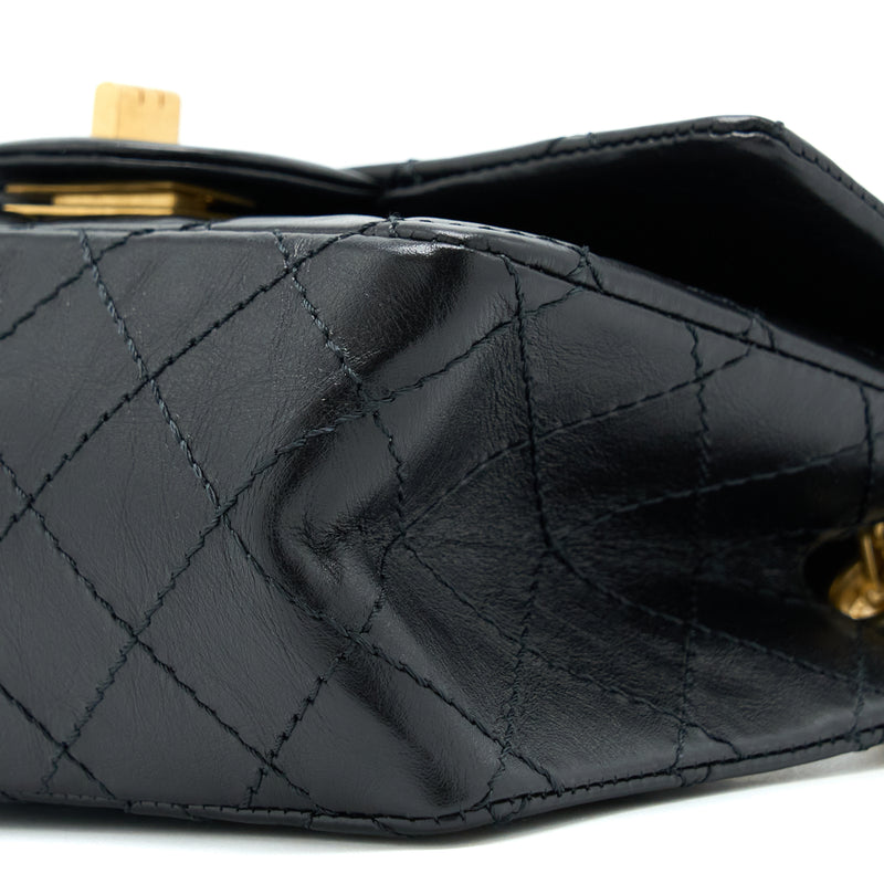 Chanel Mini 2.55 Reissue Flap Bag Aged Calfskin Black Brushed GHW (Microchip)